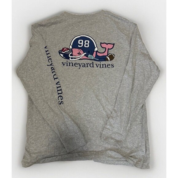 Vineyard Vines Long Sleeve Football T Shirt Mens L Gray Long Sleeve Pocket Tee - Picture 3 of 4